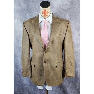 Lauren RL Men 42S Brown Faux Suede 2Button Blazer Jacket Sport Coat EUC